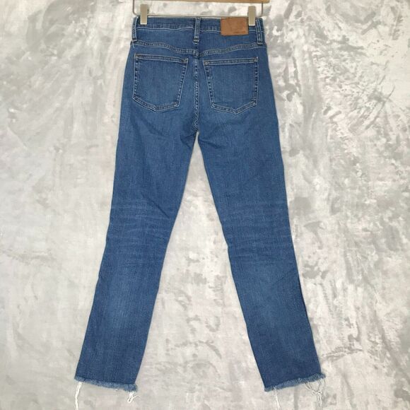 J. Crew Jeans Womens 24 Blue Vintage Straight Button Fly Raw Hem Ankle J9755 - Picture 2 of 12